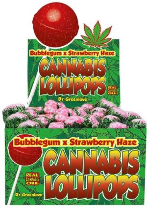 Piruletas de Cannabis Bubblegum x Strawberry Haze